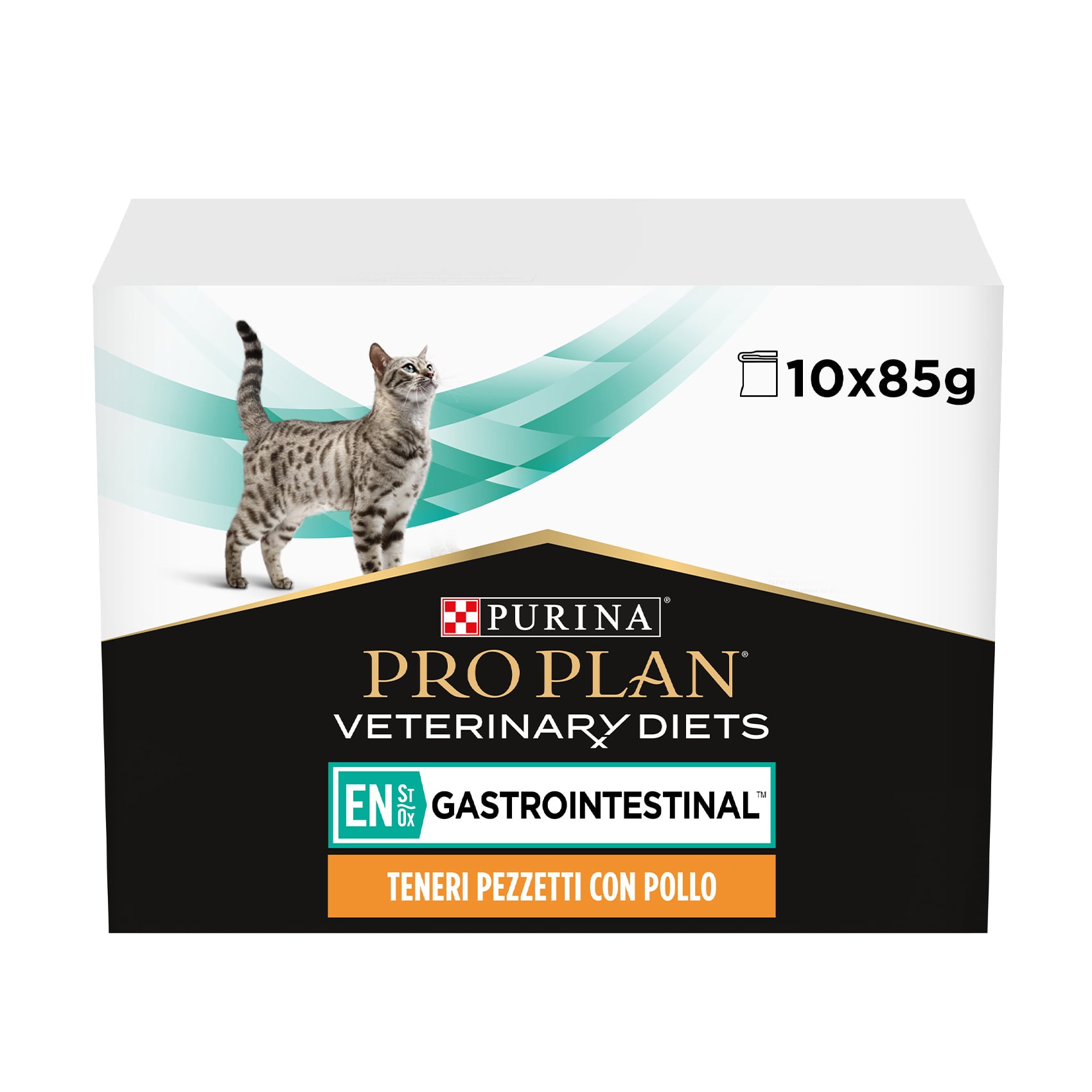 Вологий корм для кошенят та дорослих котів Pro Plan Veterinary Diets EN Gastrointestinal для зменшення розладів абсорбації, з куркою, 10*85 г